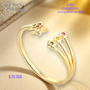 Anillo Estrella Enchapado en Oro 18k