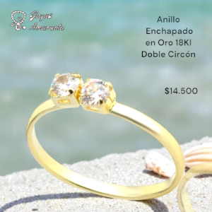 Anillo Midi Doble Circón Enchapado en Oro 18k